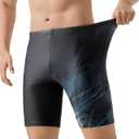 Angel season Swim Jammers for Men Quick Dry Athletic Compression Training Swimsuit Durable Chlorine Resistant Swim Short Drak Black (Black, M)