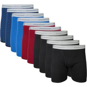 Gildan Men's Underwear Boxer Briefs, Multipack, Black/ Garnet/ Royal/ Diamond (10-pack), Large