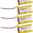 4 Pack 3.7V 103665 3000mAh LiPo Battery, 1S 3C Rechargeable, Micro JST 1.25 Connector, Dual Protection Board
