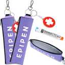 Portable EpiPen Carry Case, Insulated Emergency Medical Bag Maintain Med Effectiveness, Fits 1 EpiPen, Asthma Inhaler, Auvi-Q, Allergy Medication, Travel EpiPen Holder for Adults or Kids (2PCS Purple)