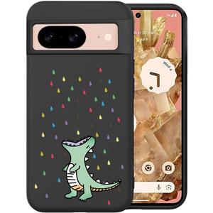 Unov Case Compatible with Pixel 8 5G with Cute Dino Rainbow Dinosaur Dragon Embossed Pattern Design Slim Protective Soft TPU Bumper Back Cover