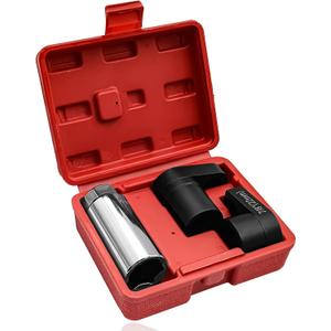 3-Piece Oxygen Sensor Socket Set - 7/8" (22mm) Offset Wrench Tool for O2 Sensor Removal - Fits 3/8" & 1/2" Drive - Heavy-Duty Chrome Vanadium Steel - Automotive Repair Tool Kit