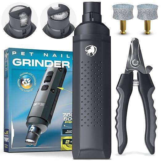 Dog Nail Grinder Quiet Dog Nail File Pet Toenail Grinder for Dogs Quiet Cat Electric Drill Trimmer for Large Dogs Small Medium Pet Electric Trimmer Drill for Dogs with Guard (Grey)