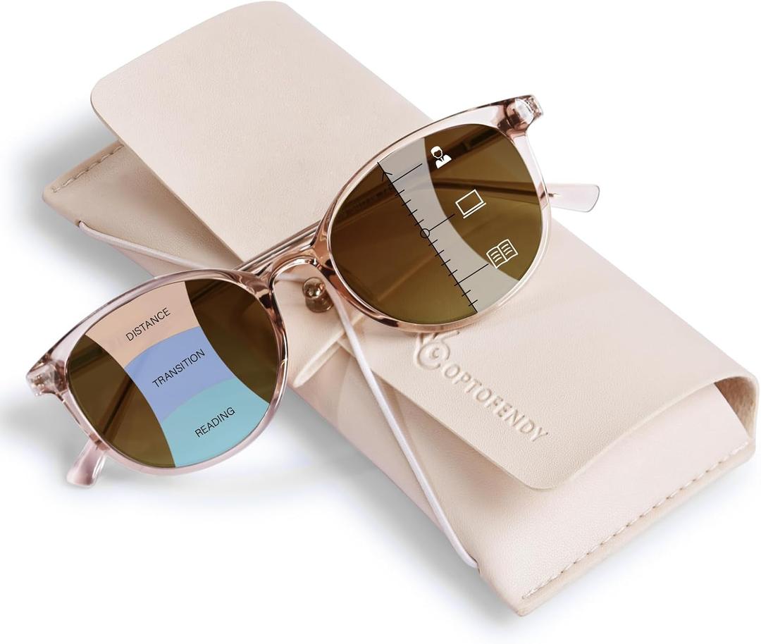 Progressive Sunglasses for Women Men, TR90 Multifocal Reader Sunglasses with Spring Hinge, UV400 Protection, Magnification Strength: 2.5x