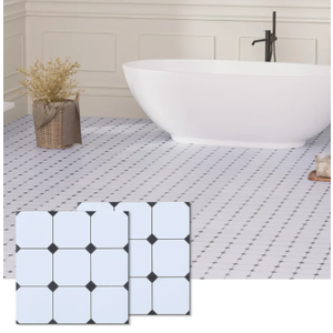 Peel and Stick Floor Tile, 30-Pack 12" x 12" Vinyl Flooring, Waterproof Self-Adhesive Luxury Vinyl Tiles, Easy DIY for Bathroom, Kitchen, Dinning Room, Cover 30 Sq. Checkered Marble