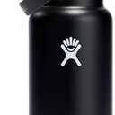 Hydro Flask Water Bottle - Insulated Stainless Steel - Wide Straw Lid, Non Spill, Leakproof in 32 Oz Black