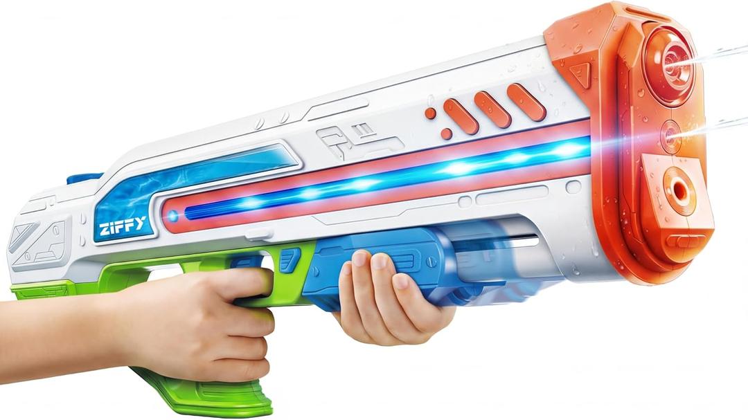 ZIFFY Electric Water Gun with LED, Automatic High-Power Squirt Guns for Adults Kids,Long Range, Auto Water Blaster, Summer Outdoor Swimming Pool, Backyard, Beach Water Game Fighting Play Pool Toys