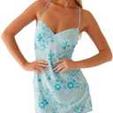 calbatic Women Sequin Sparkly Rhinestone Mini Dress Sleeveless Backless Deep V Neck Glitter Short Cami Dress Party Clubwear, Small