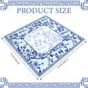 Chinoiserie Mahjong Mat with 1 Carrying Bag 31.5" x 31.5" Blue and White Rubber Anti Slip and Noise Reduction Multi Purpose Game Table Cover for Card, Board Tile Games