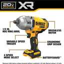 DEWALT 20V MAX Cordless Impact Wrench, 1/2 Impact Gun, 4-Speed High Torque with Hog Ring Anvil and LED Light, Brushless Motor, Precision Wrench, Tool Only (DCF900B)