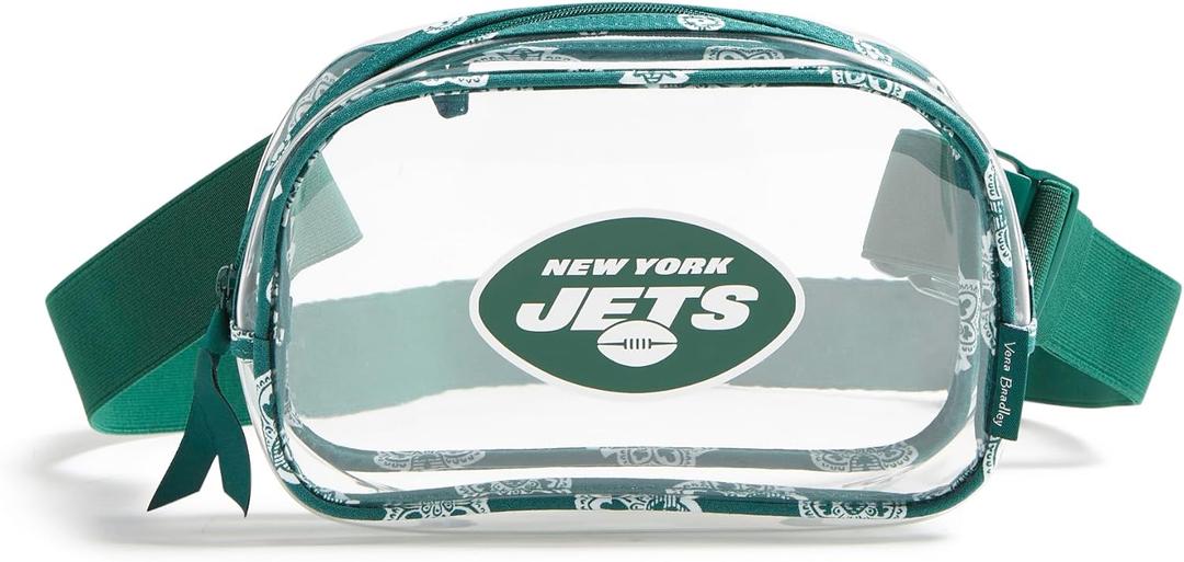 Women's Clear Nfl Small Belt Bag (Multiple Teams Available) (Gotham Green/White Bandana with New York Jets)