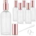 6 Pack 3.4 Oz Glass Spray Bottles,Empty Perfume Frosted Glass Fine Mist Atomizer,Refillable Small Travel Containers for Cleaning Products,Essential Oils,Body Sprays-Rose-Golden Sprayer