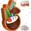 Sratte Small Coconut piata with Stick and Blindfold Confetti Summer piata Hawaiian Birthday Decor Brown Coconut piata for Kids Birthday Party Supplies Baby Shower 16 x 11.4 x 3 Inch