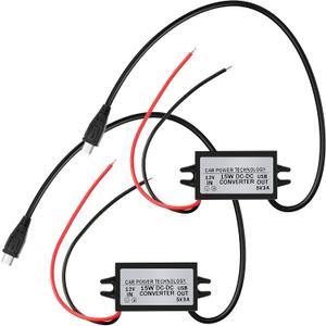 Weewooday 2 Pieces 12V to 5V Converter DC-DC Buck Module Micro USB Power Adapter Car Power Converter Regulator