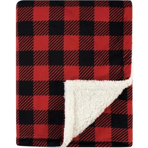 Hudson Baby Unisex Baby Plush Mink and Sherpa Blanket, Buffalo Plaid, One Size