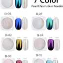 3 x 7 Colors White Pearl Chrome Nail Powder Aurora Metallic Nail Powder Holographic Mirror Effect Chrome Powder Mermaid Iridescent Shell Powder Glitter for Women Girls Nail Art Pigment Manicure