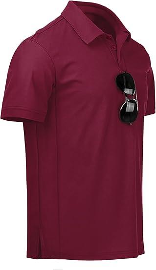 NIASHOT Mens Polo Shirt Short Sleeve Golf Sports Casual Tee (Large, 1-Red)