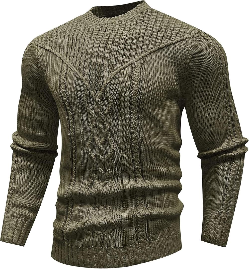 SAVKOOV Men's Pullover Long Sleeve Crewneck Knitted Sweater (M)