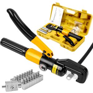 YUZES Hydraulic Crimping Tool 10 Tons, 12 AWG to 2/0 Battery Cable Crimper Tool with 9 Dies, Easy to Operate Hydraulic Wire Crimping Tool Kit for Wire Rope, Battery Cable Ends Ring Terminals