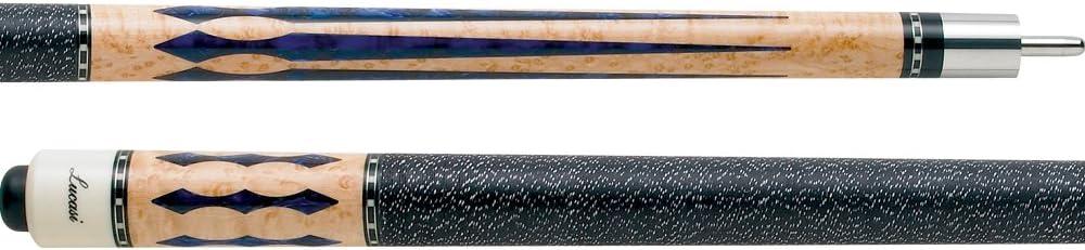 Lucasi Custom Super Birds-Eye Pool Cue with Blue Luster Inlays, 18-Ounce