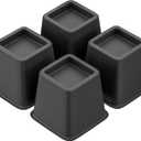 Bed Furniture Riser 4 inches, Versatile Bed and Furniture Riser - Heavy Duty, Stackable, Supports 550 lbs Each Riser - Set of 4, Black (Black-Set of 4, 4 Inch)