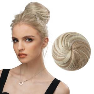 SARLA Dirty Blonde Hair Bun Extension Drawstring Ballet Bun Hair Pieces Synthetic Updo Donut Chignon for Women Lady