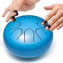 Lronbird Steel Tongue Drum Percussion, 6 Inch 8 Notes Musical Instruments, Music Gifts for Family Friends (Blue)