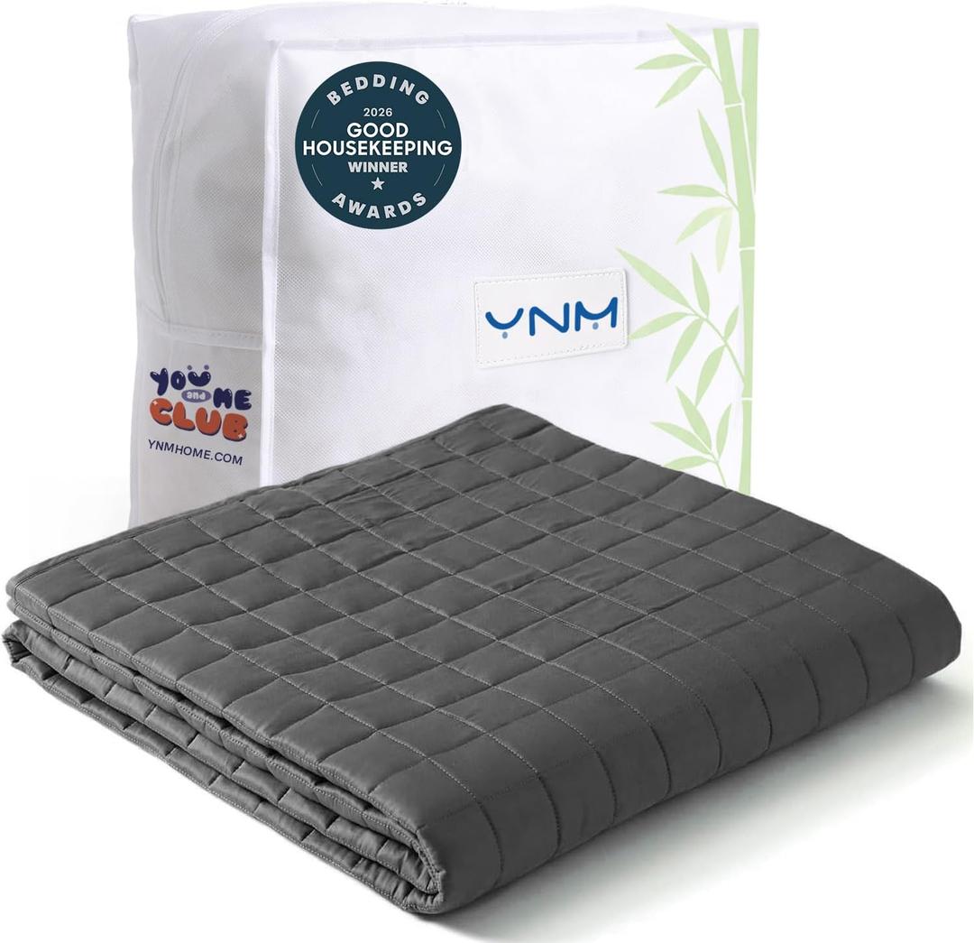 YnM Cooling Weighted Blanket for Adults, 15lbs Heavy Bed Throw for One Person of 140lbs, Perfect for Hot Sleepers or Warm Climates with Rayon/Glass Beads(48x72 Inches,Twin/Full Bed, Dark Grey)