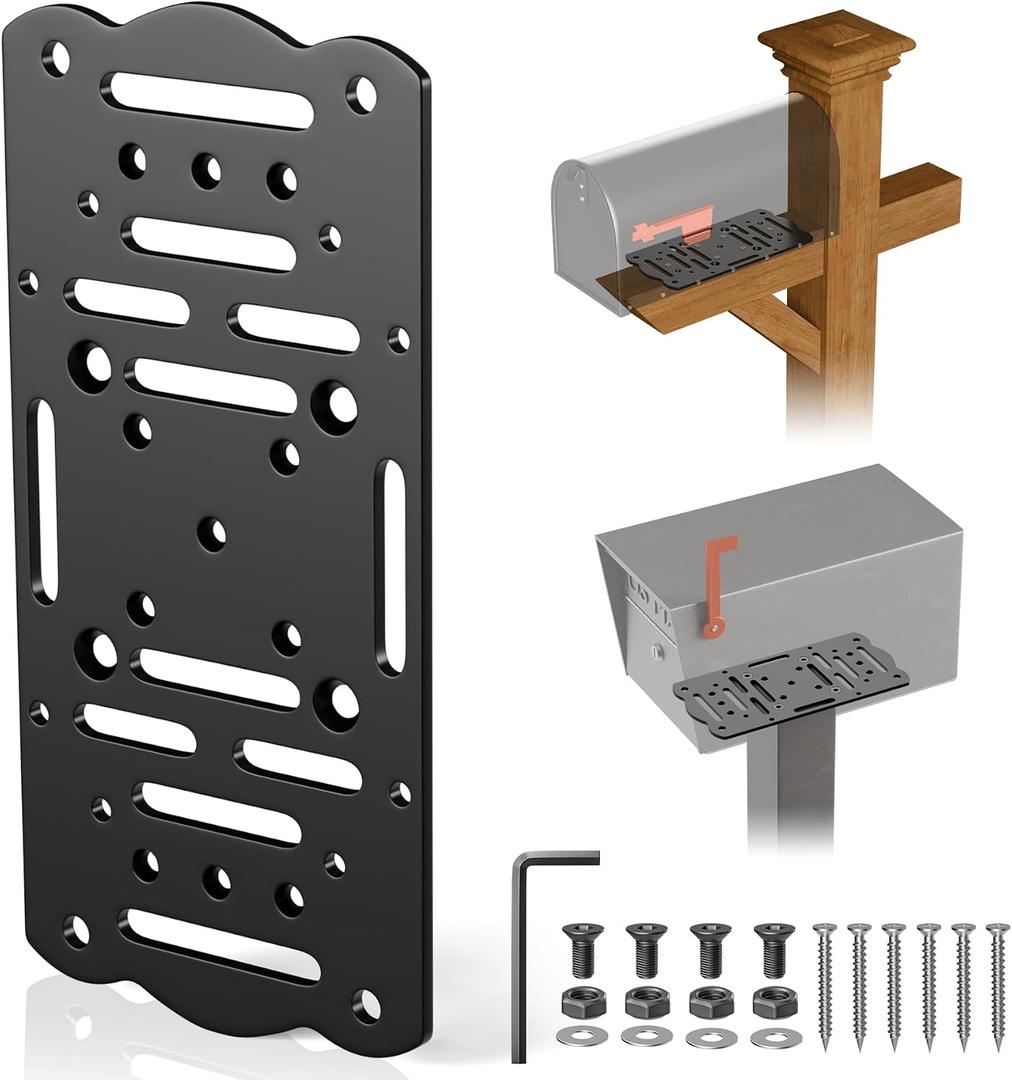 Metal Mailbox Mounting Bracket,Universal Post Mount Mailboxes Board,Mailbox Bracket for Wood or Hollow Posts,Mailbox Mounting Plate Compatible with Most Sizes of Post Mount Mailboxes