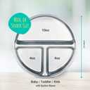 Elk and Friends Stainless Steel Divided Plates with Silicone Sleeve for Babies & Toddlers | Lids Included | Stay Put Suction | Dinner & Snack Plates | 4 Pack