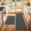 COSY HOMEER 60x24Inch/35X24Inch Kitchen Rugs Sets Non-Slip Washable Kitchen Mats for Floor Polypropylene Absorbent Kitchen Runner for Kitchen Sink Hallway Entryway(Grey) (24"x35"+24"x60")