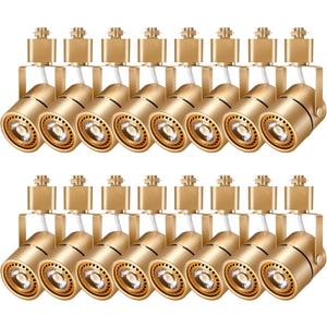 10W Dimmable Gold Track Lighting Heads H Type LED Track Light Replacement Fixtures Bright 4000K Cool White Ceiling Spotlight for Accent Task Art, Flicker Free CRI90+ 24 1000lm, Pack of 16
