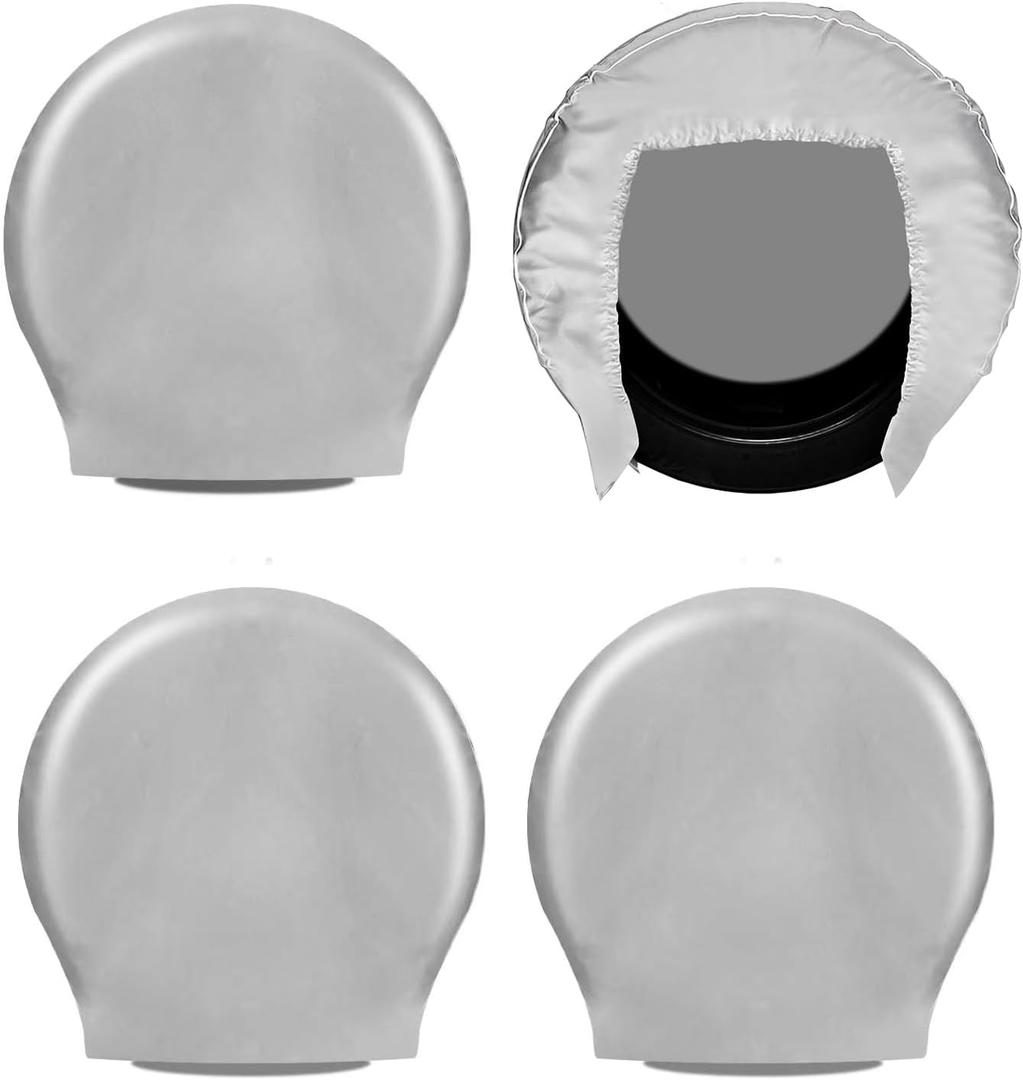RV Tire Covers,Trailer Wheel Covers,General fit tire Diameter 23-26 inches, RV, Truck, SUV, Tough tire Wheel Protection Trucks,Trailers, campervans Wheel Cover,4 Pack-Gray