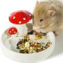 Niteangel Hamster Feeding & Water Bowls- Mushroom Ceramics Series Food Dish Feeding Bowls for Dwarf Syrian Hamsters Gerbils Mice Rats or Other Similar-Sized Small Pets (Feeding Bowl)