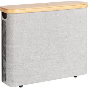 StorageWorks Toilet Paper Storage Basket, Papers Container with Bamboo Lid, Medium Toilets Holder for Up to 9 Mega Rolls, Organizer for Bathroom, Grey, 1 Pack