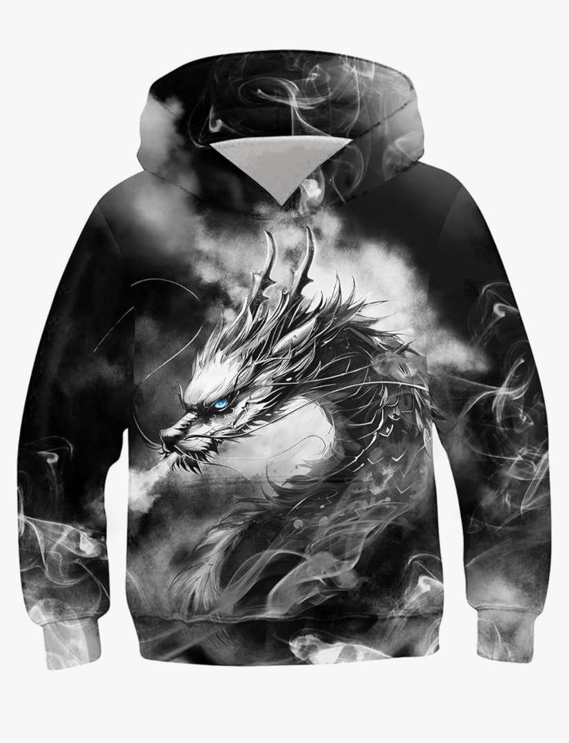 TUONROAD Boys Girls Hoodies 3D Printed Cool Hooded Pullover Sweatshirt for Kids S