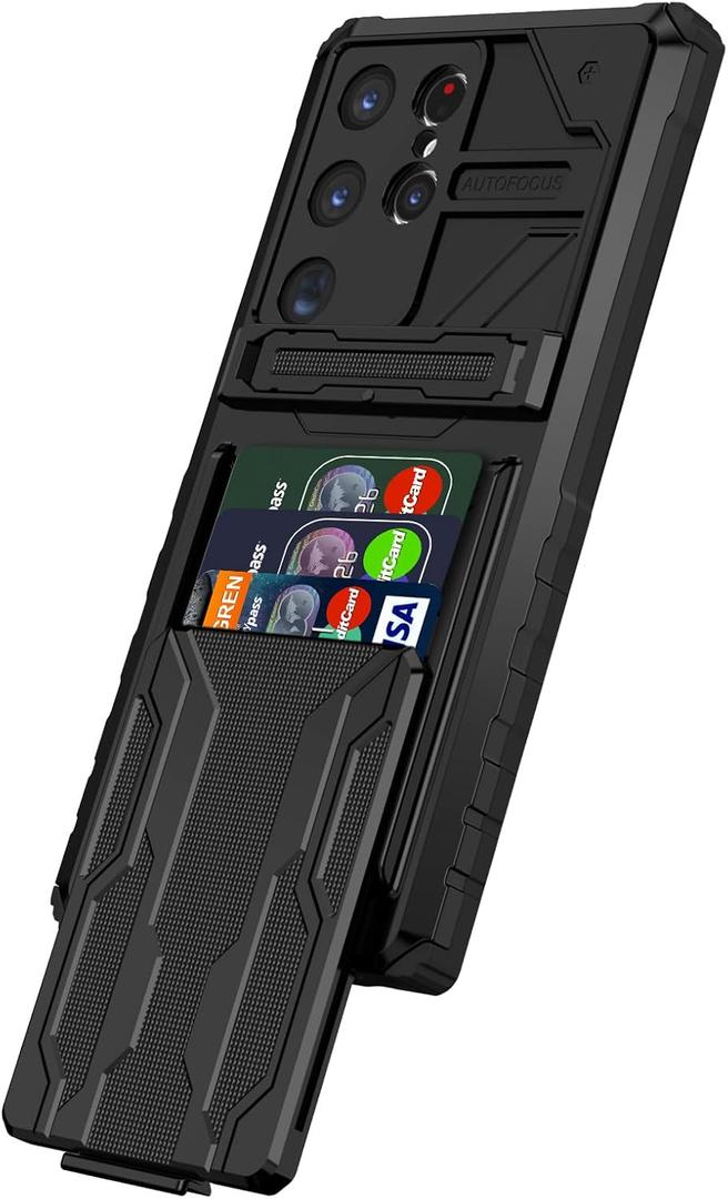 for Samsung Galaxy S26 Ultra Wallet Case Credit Card Holder- Black | Stand Kickstand Slim Rugged Shockproof Heavy Duty Defender Armor 【Military Grade】 Protective Phone Case