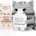 Positive Crochet Cat Animal,Christmas Birthday Gifts for Women MenStocking Stuffers Thanksgiving Basket Decor Son Daughter Grandma Friend Coworkers Self Care Gift Emotional Inspirational Support