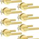 Asidrama 8 Pack Privacy Gold Door Handles, Door Lever with Door Knobs Indoor for Bedroom or Bathroom, Heavy Duty Brushed Gold Door Handles Interior with Locks for Left Right Sided Doors