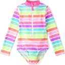 Gymboree Girls and Toddler Long Sleeve Rashguard One Piece Swimsuit (7, White)