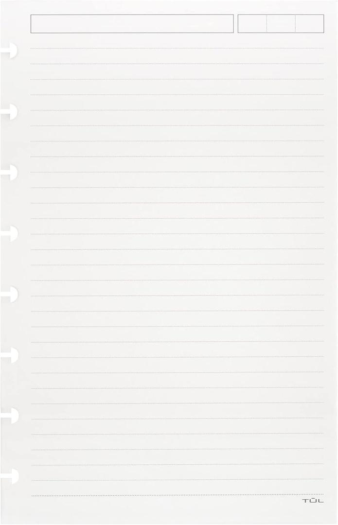 TUL Custom Note-Taking System Discbound Refill Pages, 5.5" x 8.5" Junior Size, Narrow Ruled, 100 Pages (50 Sheets) White