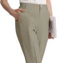 Tapata Women's 28"/30"/32"/34" Straight Linen Dress Pants with Pockets Tall, Petite, Regular for Office Work Business (Brown, XL)