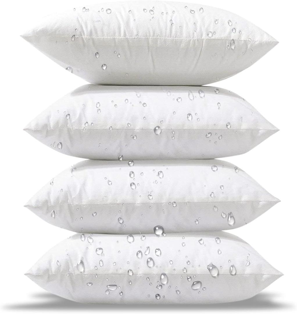Phantoscope 18 x 18 Pillow Inserts - Pack of 4 Outdoor Water Resistant Throw Pillow Inserts Hypoallergenic Square Decorative Couch Sham Cushion Stuffer - 18 Inches (18" x 18"(Pack of 4), White)