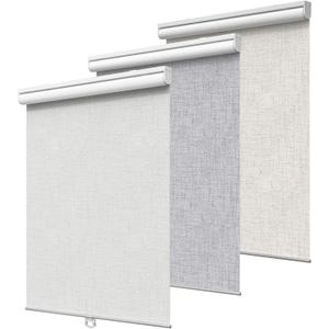 GENIMO 100% Blackout Roller Window Shades, Window Blinds Cordless with Thermal Insulated, UV Protection Fabric, Mini French Door Blinds for Home, Office, Bedroom, Easy to Install, Linen, 30" W X 72" H