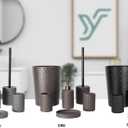 zccz Bathroom Accessory Set, 6 Piece Grey Bathroom Accessories Set with Trash Can, Toothbrush Holder, Toothbrush Cup, Soap Dispenser, Soap Dish, Toilet Brush with Holder, Trash Can, Light Gray