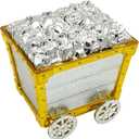 Toy Mine Car Treasure Chest - Shiny Gold & Silver Pirate Storage Box for Kids, Durable Non-Toxic Role-Play Accessory for Parties, Room Decor, Treasure Organizer (3.3"x4"x4")