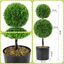 2 Pack Fake Shrubs Plants Potted,24" 2FT Artificial Topiaries Cypress Ball Tree,Faux Topiary Ball Trees for Front Door Porch Decor Lifelike Fake Plant Greenery Arrangements-2 Ball Green (2ft 2ball)