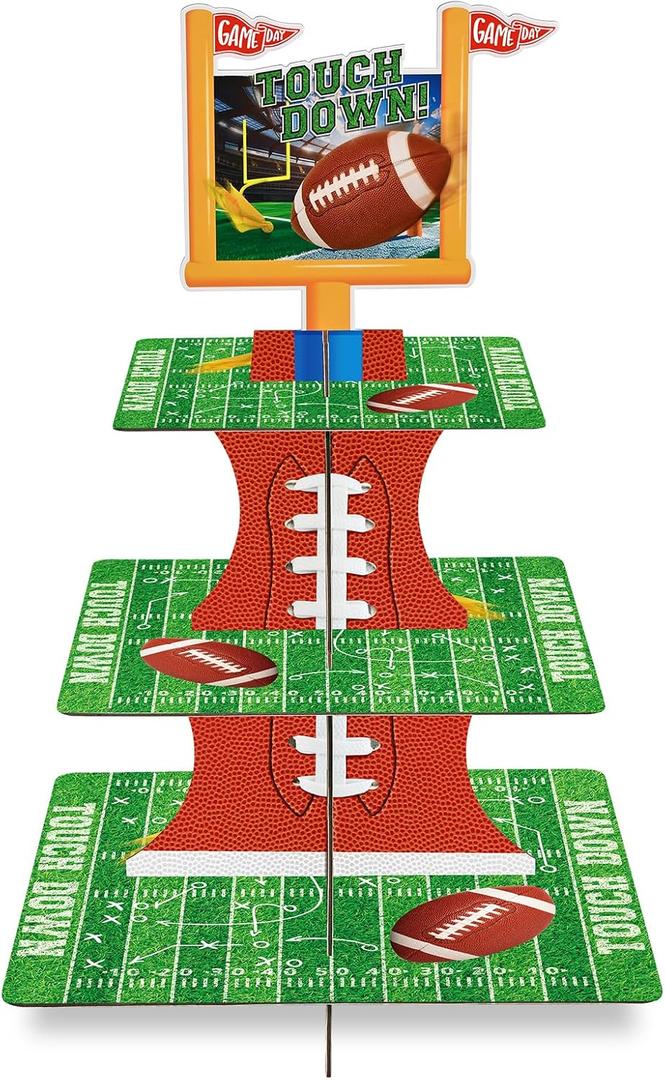 Gatherfun Football Touchdown Cupcake Stand - for Football Theme Birthday & Tailgate Party, Football Party Decorations
