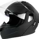 ZJHELM Motorcycle Helmet, Full Face, Matte Black, DOT Certified, Flip-Up Design (Large)