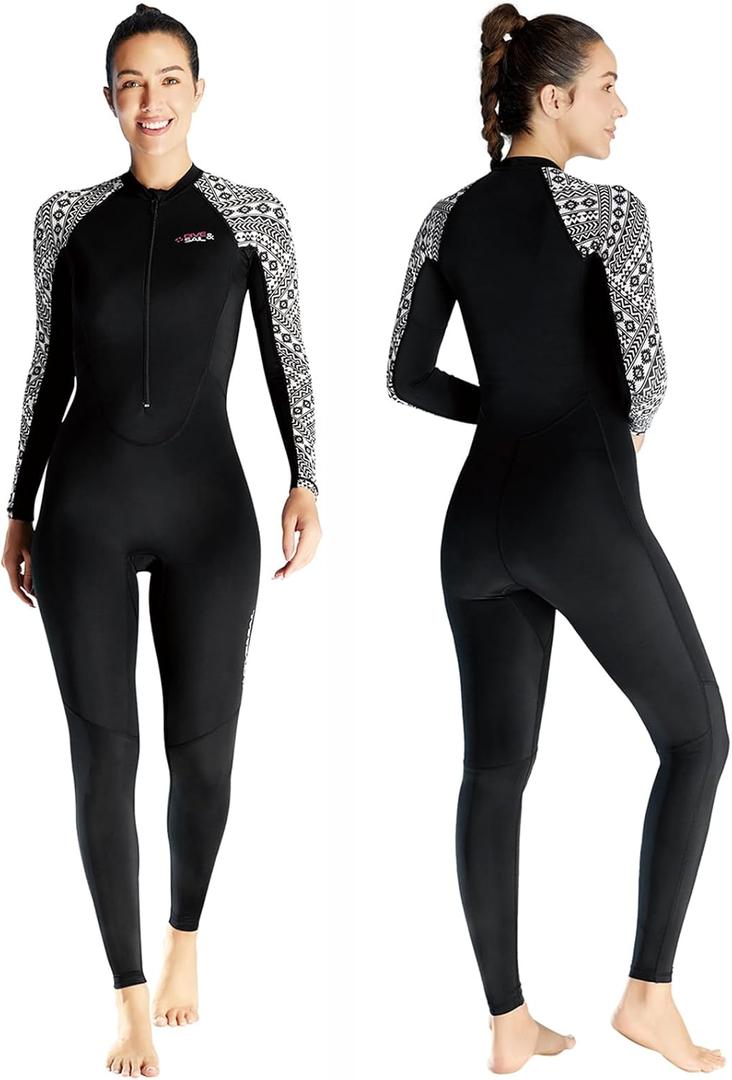 Skyone Dive Skins Swimsuit Full Body Rash Guard for Men Women, Thin Wet Suit Scuba Skin UV Protection Long Sleeve (Large)